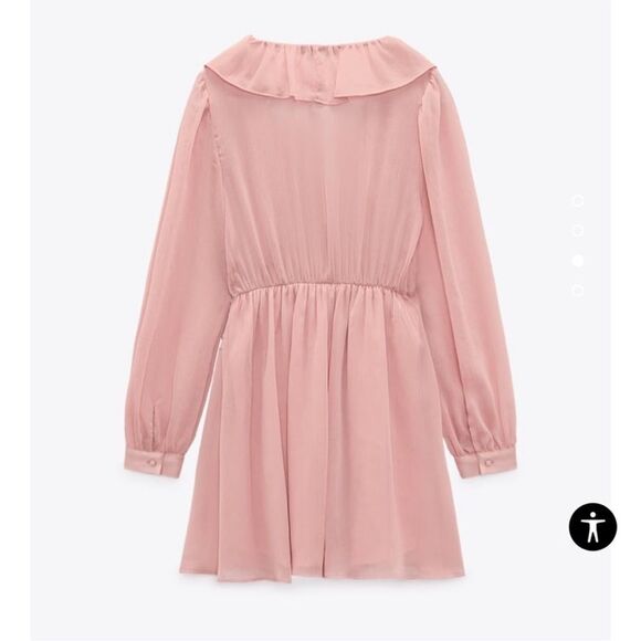 Zara blogger favorite short ruffled pink chiffon dress - Picture 8 of 9